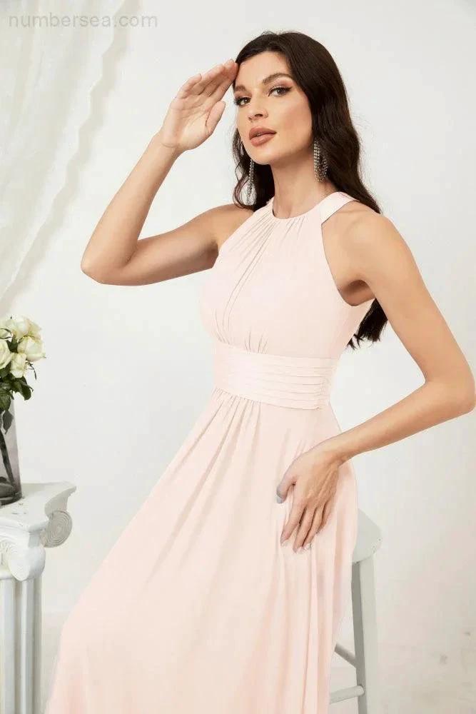 ZapDress Formal Party Gown Dress Chiffon Halter Long Sleeveless Bridesmaid Dresses 2802 (ZD16960)