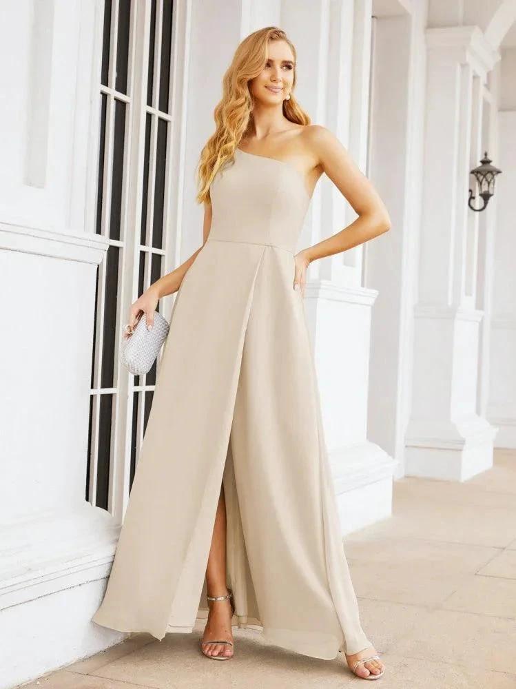 Numbersea Women's One Shoulder Formal Prom Gowns for Mother of The Bride Side Slit Bridesmaid Dresses 28052 by numbersea