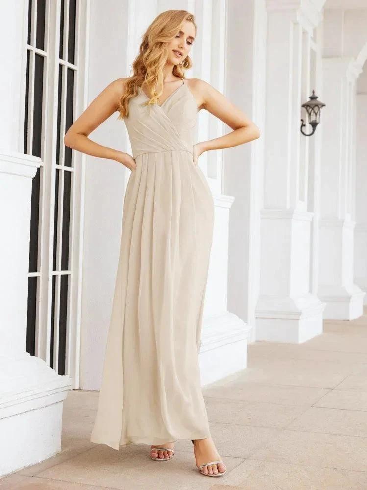 Numbersea Spaghetti Strap Bridesmaid Dresses V-Neck Long A-Line Formal Prom Gowns 28063 by numbersea