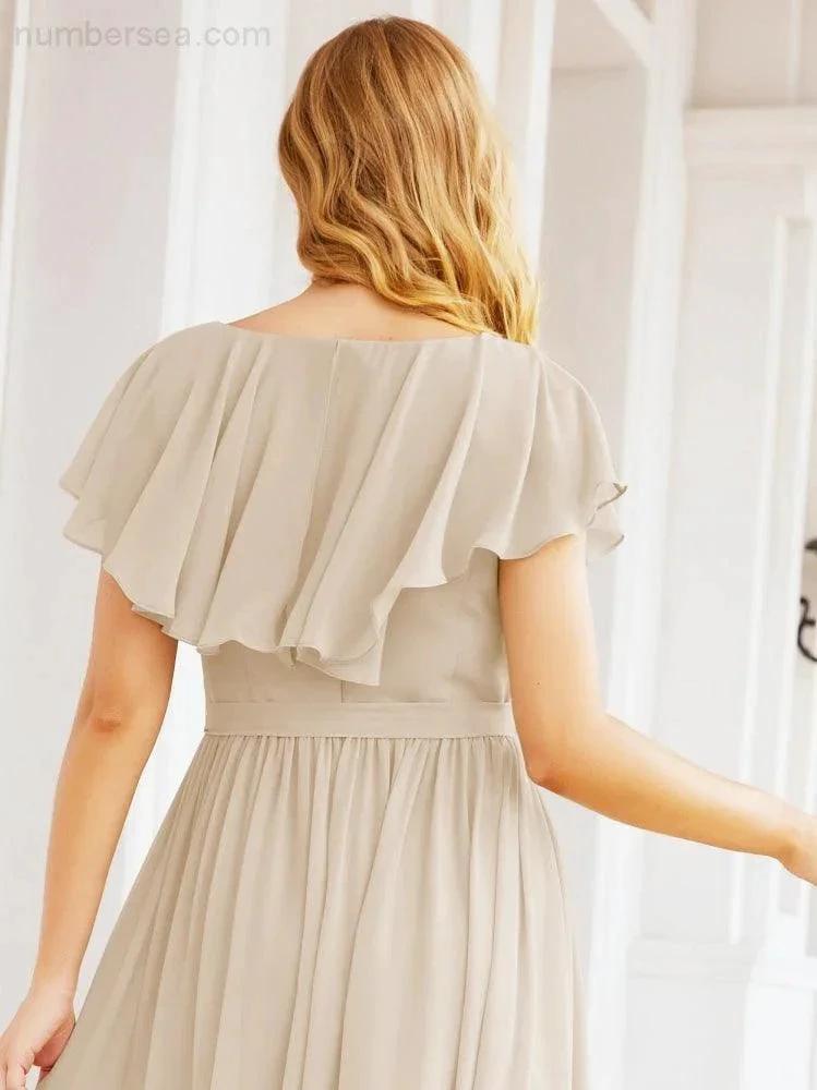 Bridesmaid Dresses with Flutter Sleeves Formal Evening Party Prom Gowns 28044 (ZD17033)
