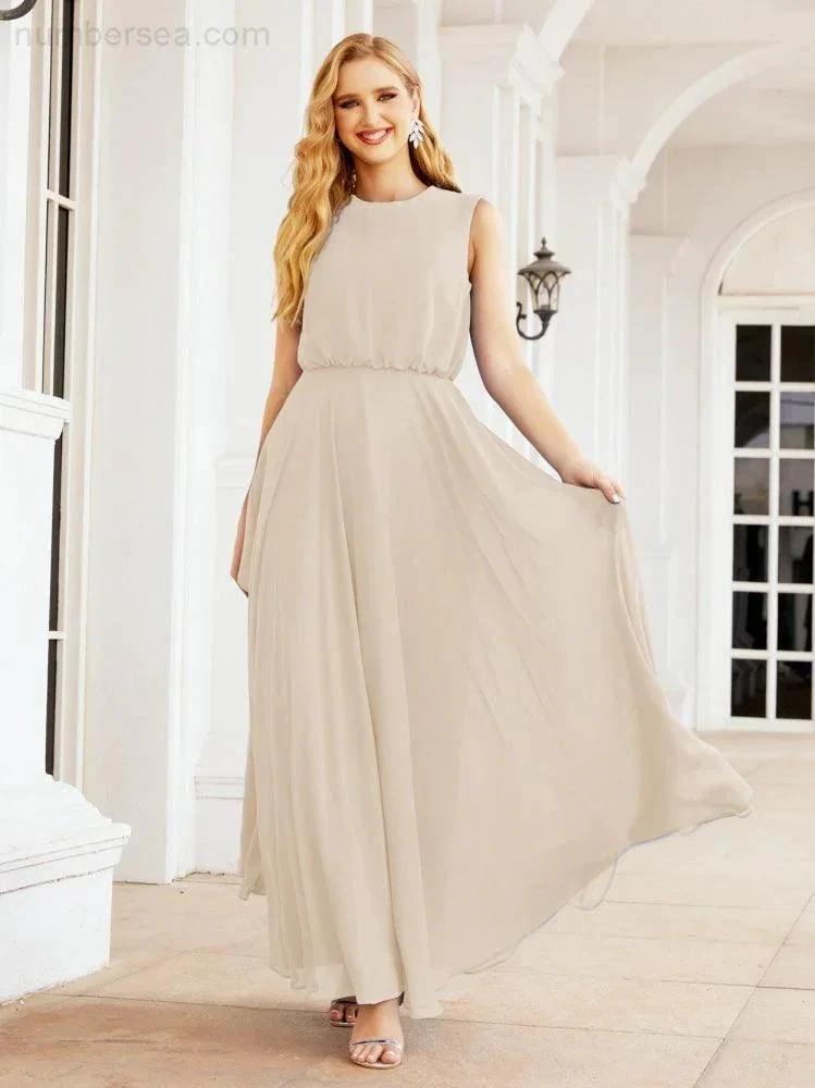 ZapDress Sleeveless Long Bridesmaid Dress A line Formal Evening Prom Gown 28025 (ZD17053)