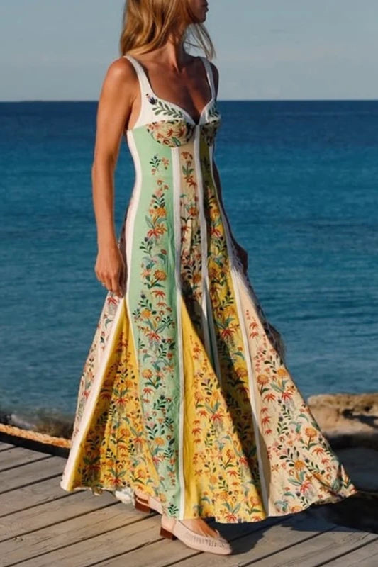 Halter Floral Printed Elegant Dress for Streetwear Style