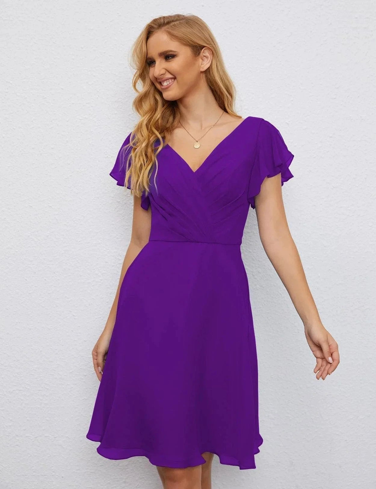 ZapDress U Back Homecoming Dress Formal Prom Dress Knee Length Short Sleeves Cocktail Party Dress 28077 (ZD16953)