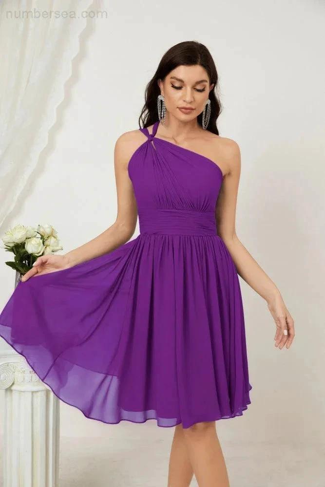 ZapDress Women Chiffon Short One Shoulder Bridesmaid Dress Formal Dresses for Party Homecoming 2804 (ZD16948)
