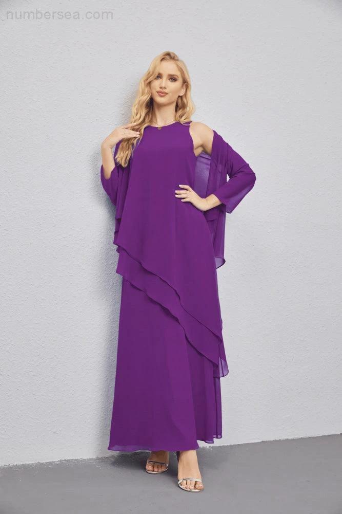 Mother of Bride Dresses with Open Front Lightweight Cardigan Formal Prom Gown 28081 (ZD16990)