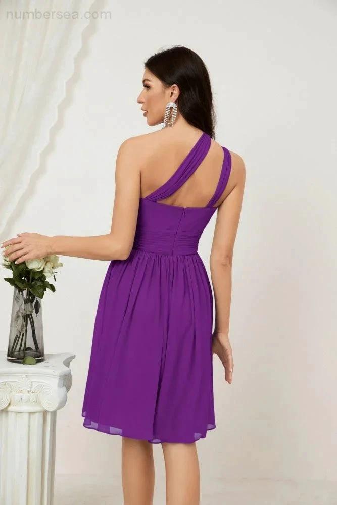 ZapDress Women Chiffon Short One Shoulder Bridesmaid Dress Formal Dresses for Party Homecoming 2804 (ZD16948)