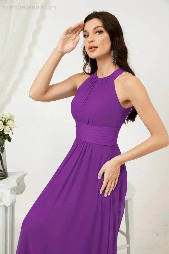 ZapDress Formal Party Gown Dress Chiffon Halter Long Sleeveless Bridesmaid Dresses 2802 (ZD16960)