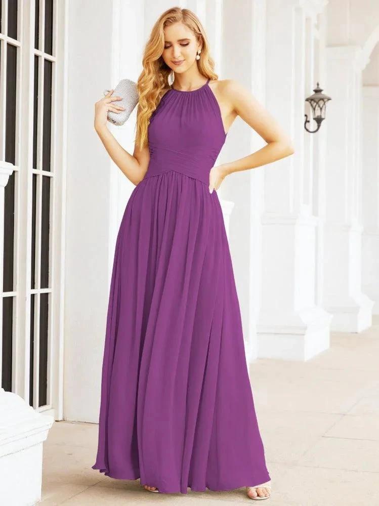 Numbersea Sleeveless Bridesmaid Dresses Long Prom Gown Zipper with Keyhole Back 28056 by numbersea