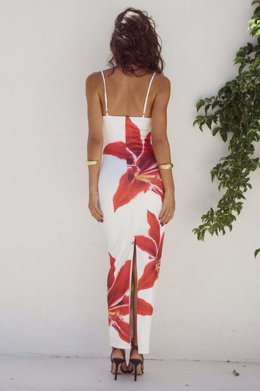 Chic Floral Strap Bodycon Vacation Dress