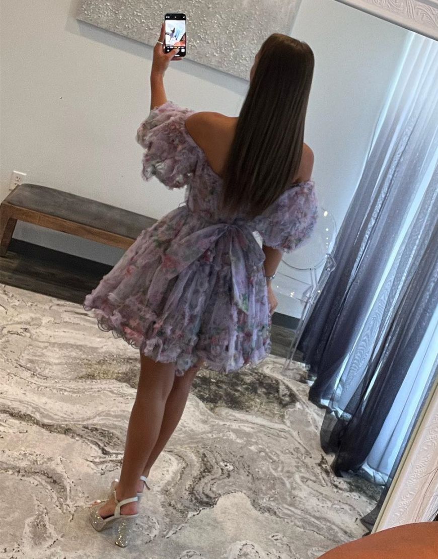 Sweet Off The Shoulder A-Line Short Tulle Homecoming Party Dress