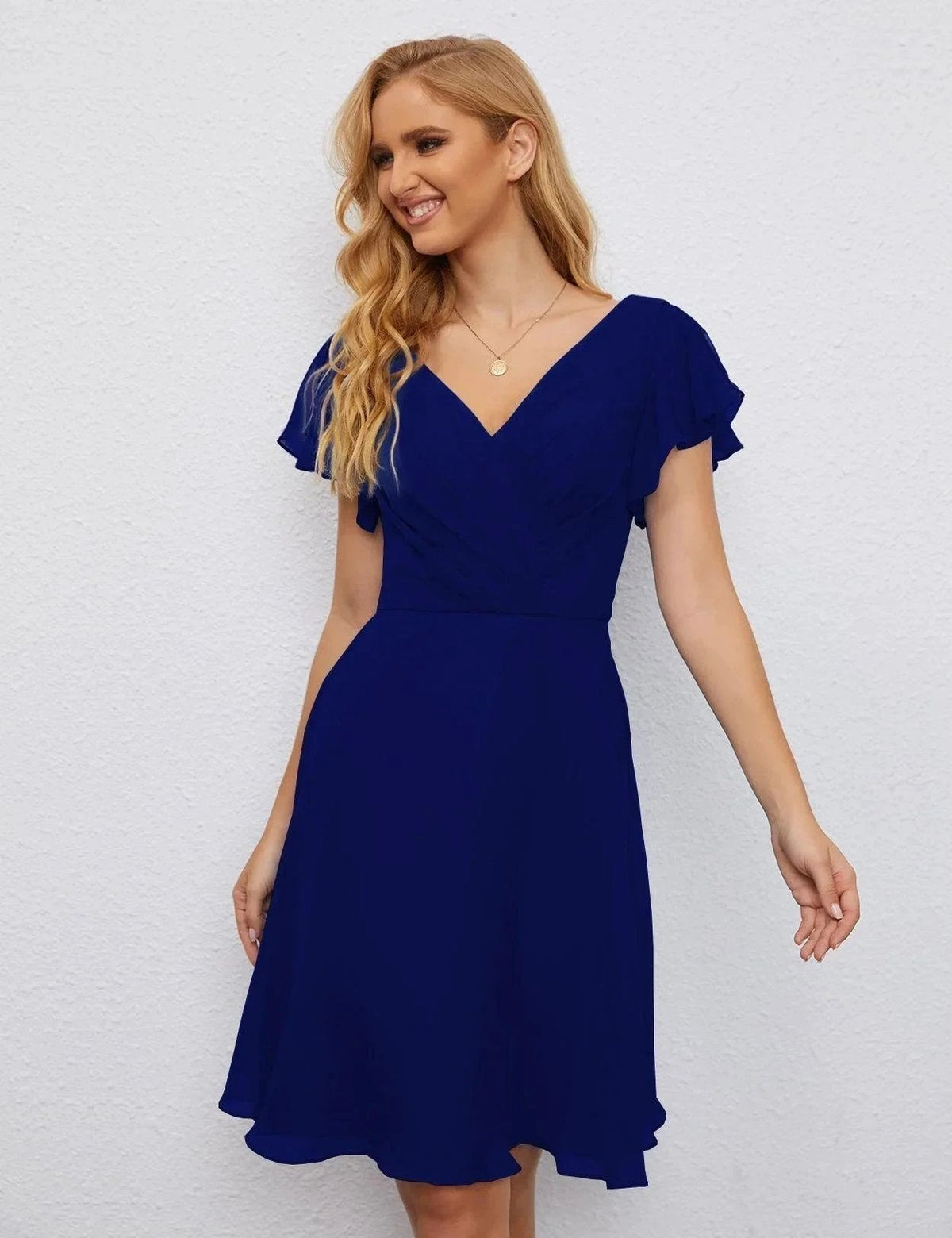 ZapDress U Back Homecoming Dress Formal Prom Dress Knee Length Short Sleeves Cocktail Party Dress 28077 (ZD16953)