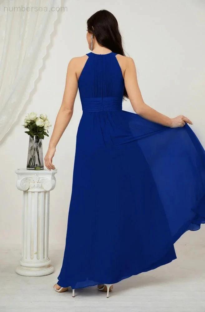 ZapDress Formal Party Gown Dress Chiffon Halter Long Sleeveless Bridesmaid Dresses 2802 (ZD16960)