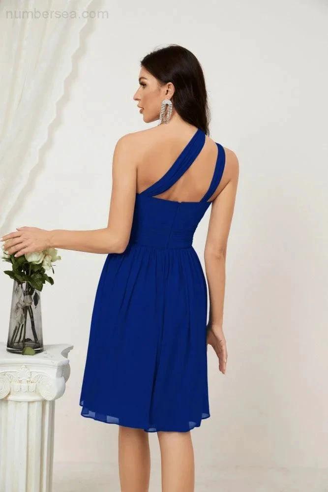 ZapDress Women Chiffon Short One Shoulder Bridesmaid Dress Formal Dresses for Party Homecoming 2804 (ZD16948)