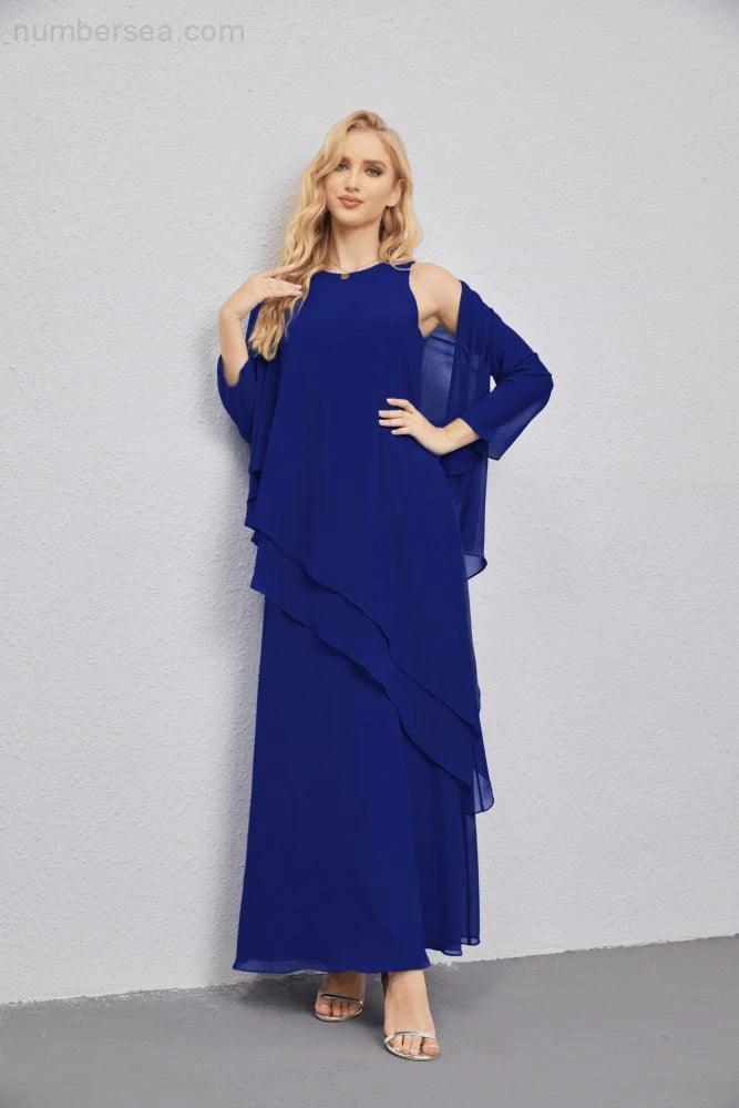 Mother of Bride Dresses with Open Front Lightweight Cardigan Formal Prom Gown 28081 (ZD16990)
