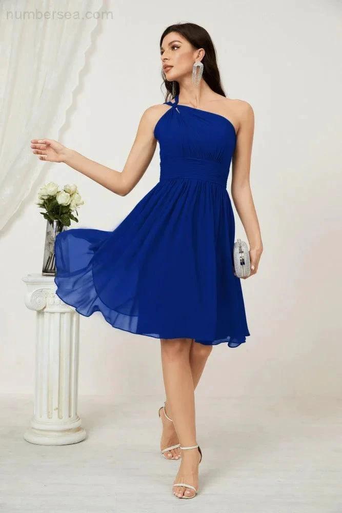 ZapDress Women Chiffon Short One Shoulder Bridesmaid Dress Formal Dresses for Party Homecoming 2804 (ZD16948)