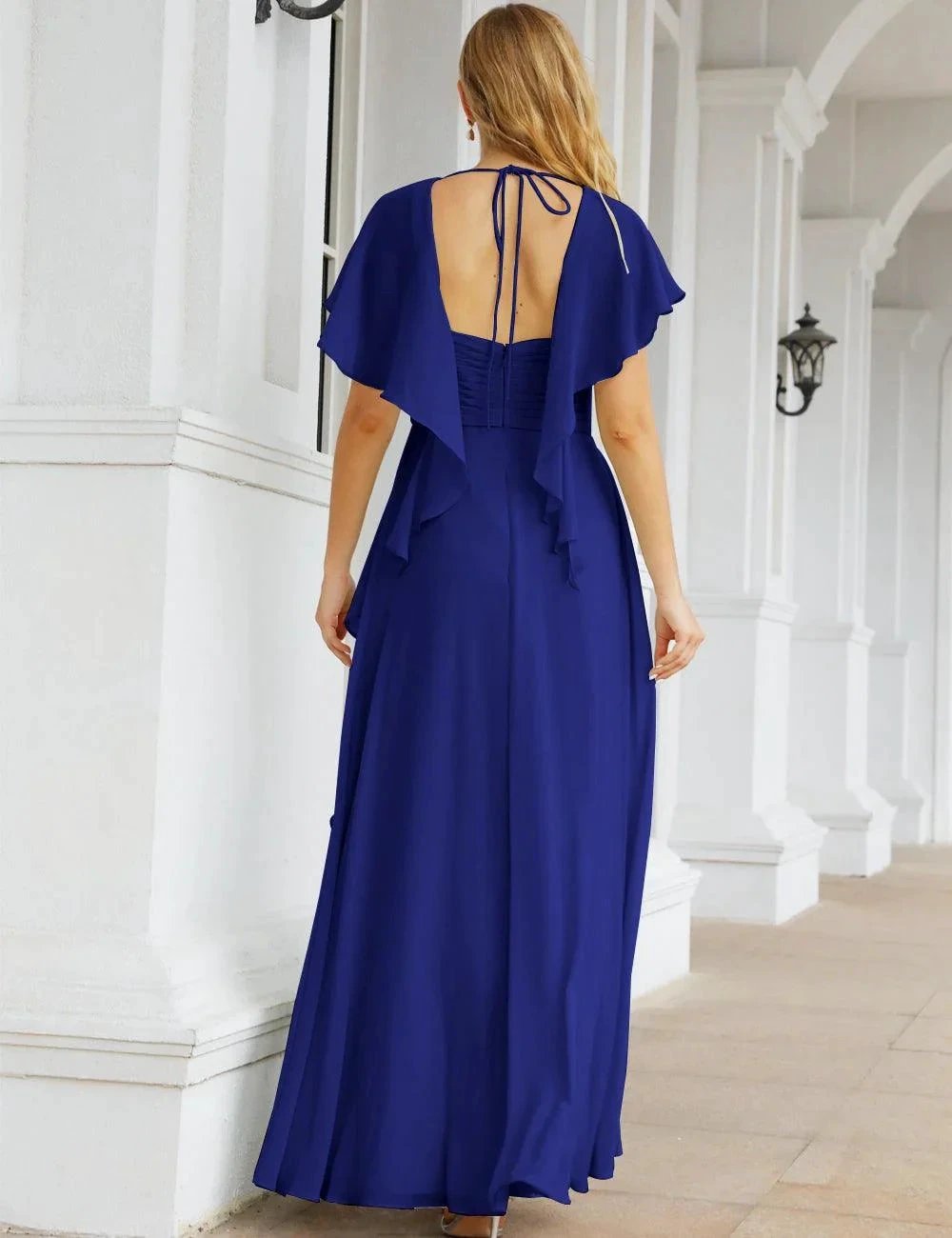 ZapDress Chiffon Bridesmaid Dresses Long Formal Evening Prom Mother of The Bride Dress with Flutter Sleeve (ZD17054)