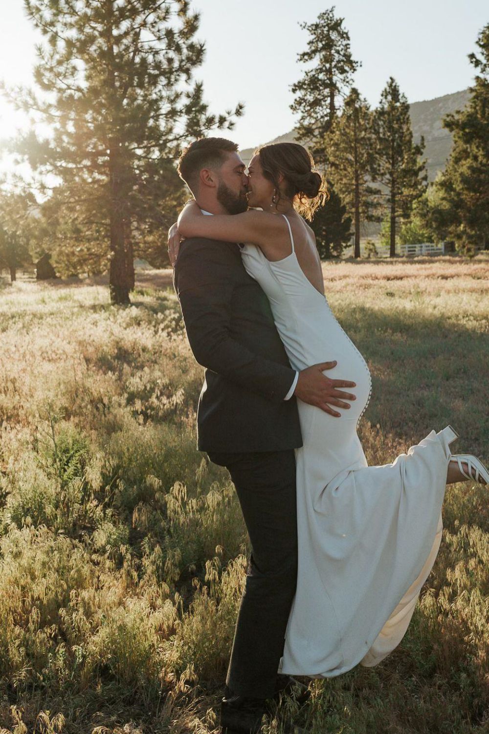 Simple Mermaid Spaghetti Straps White Wedding Dress with Sweep Train - View 13 | VelvetHem