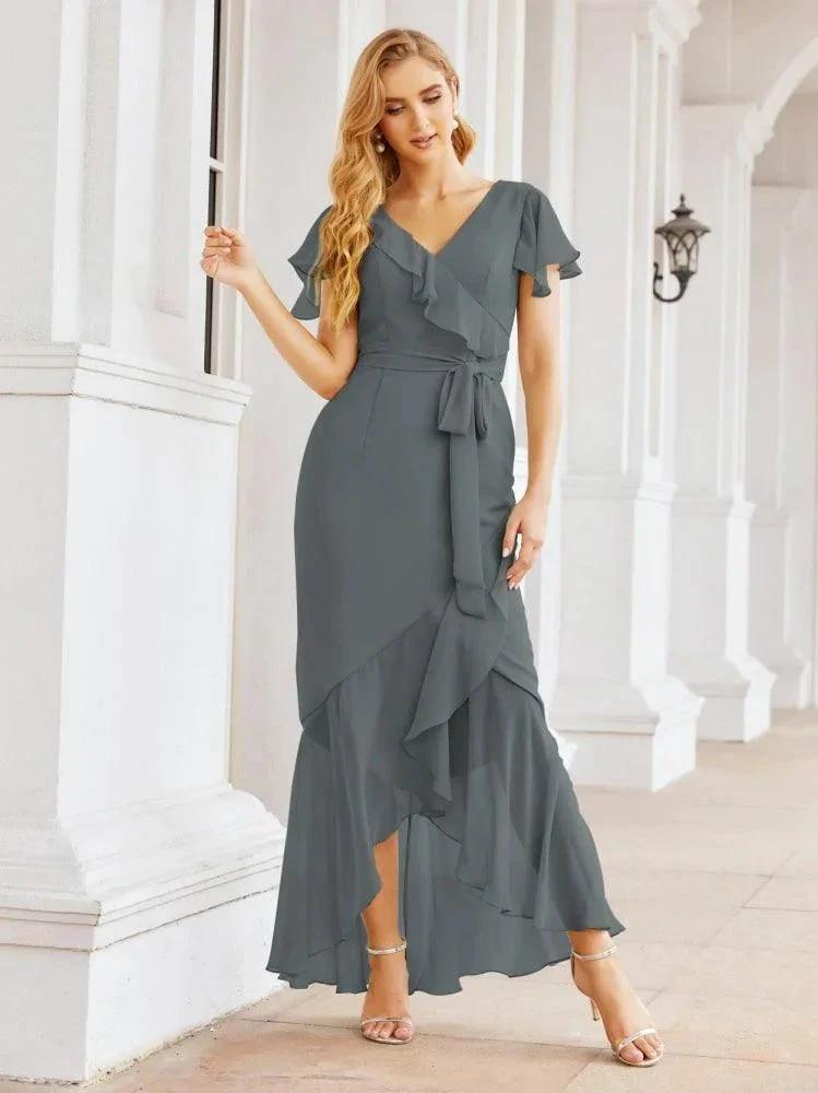 Numbersea Ruffled Bridesmaid Dresses Mermaid Formal Violin Evening Party Prom Gowns 28042 by numbersea