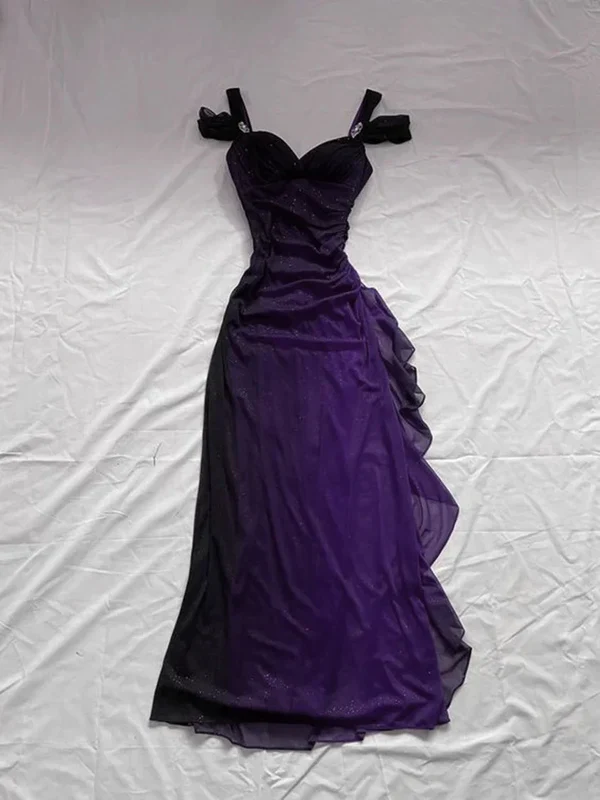 Shiny Ombre Purple Chiffon Long Prom Dress Evening Dress Y7488 - VelvetHem
