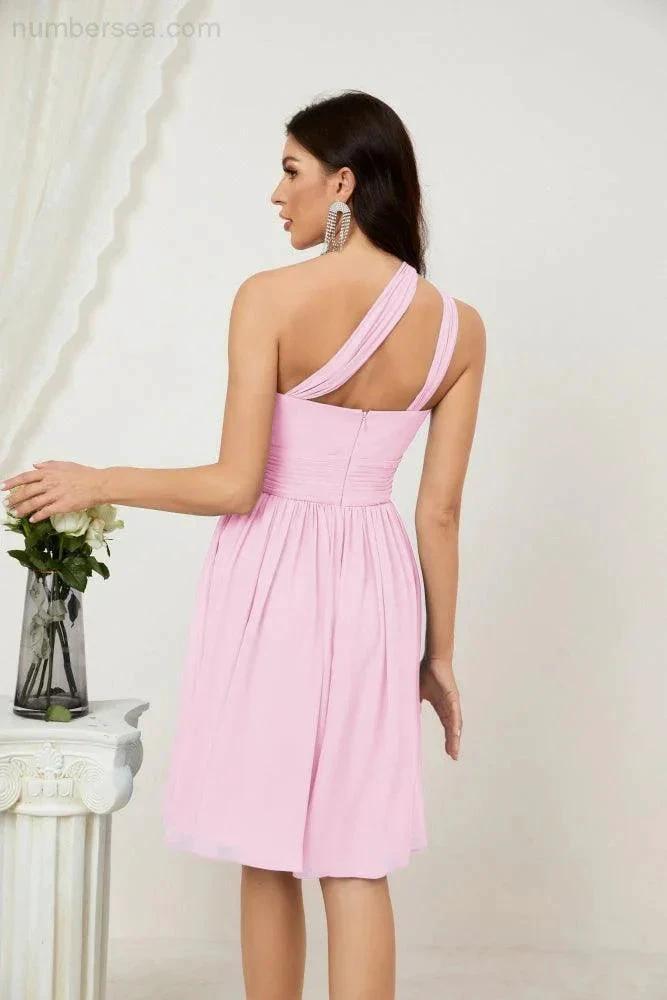 ZapDress Women Chiffon Short One Shoulder Bridesmaid Dress Formal Dresses for Party Homecoming 2804 (ZD16948)