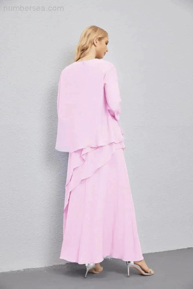 Mother of Bride Dresses with Open Front Lightweight Cardigan Formal Prom Gown 28081 (ZD16990)