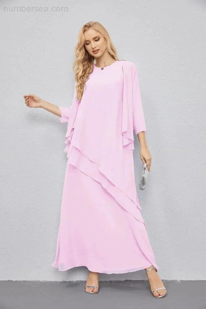 Mother of Bride Dresses with Open Front Lightweight Cardigan Formal Prom Gown 28081 (ZD16990)