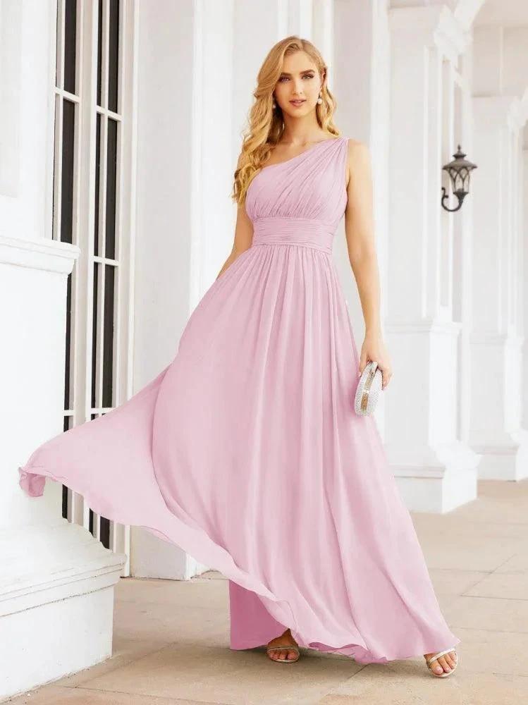 Numbersea One Shoulder Bridesmaid Dresses Long Maxi Formal Evening Party Prom Gowns 28061 by numbersea