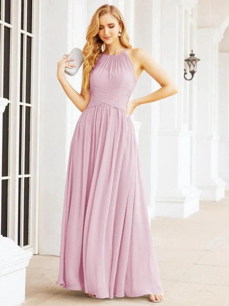 Numbersea Sleeveless Bridesmaid Dresses Long Prom Gown Zipper with Keyhole Back 28056 by numbersea