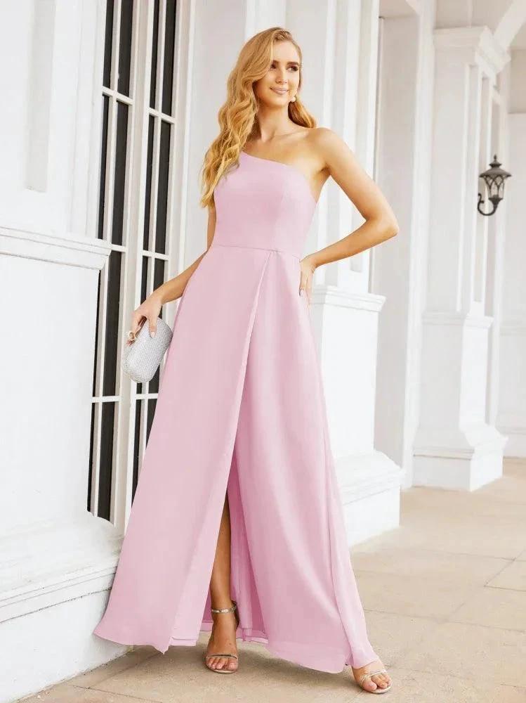 Numbersea Women's One Shoulder Formal Prom Gowns for Mother of The Bride Side Slit Bridesmaid Dresses 28052 by numbersea