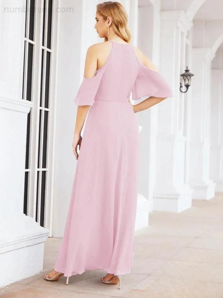 ZapDress Cold Shoulder Bridesmaid Dresses A-Line Long Formal Evening Gowns 28074 (ZD17048)