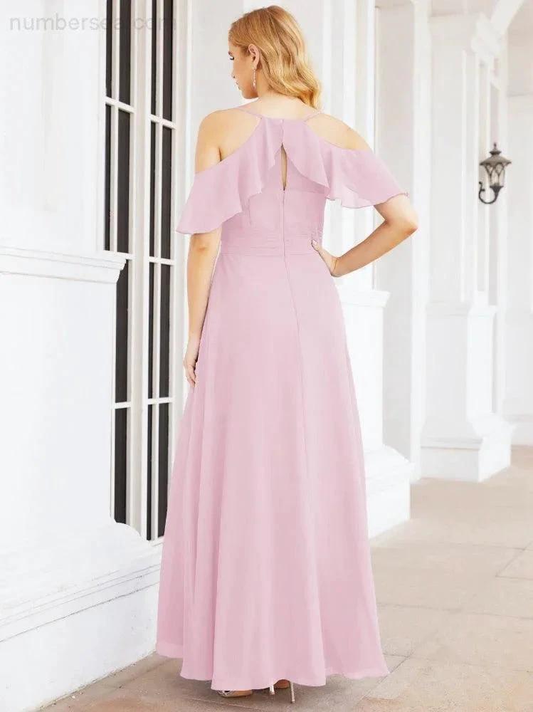 ZapDress Cold Shoulder Long Bridesmaid Dresses Side Slit Formal Prom Gowns Party Wedding 28070 (ZD16993)