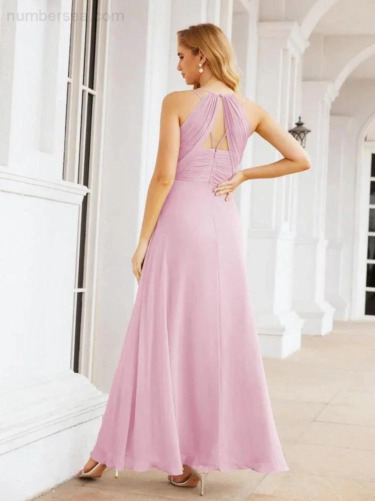 ZapDress Double Spaghetti Straps Bridesmaid Dresses for Women Long Formal Party Dress Side Split 28051 (ZD17036)