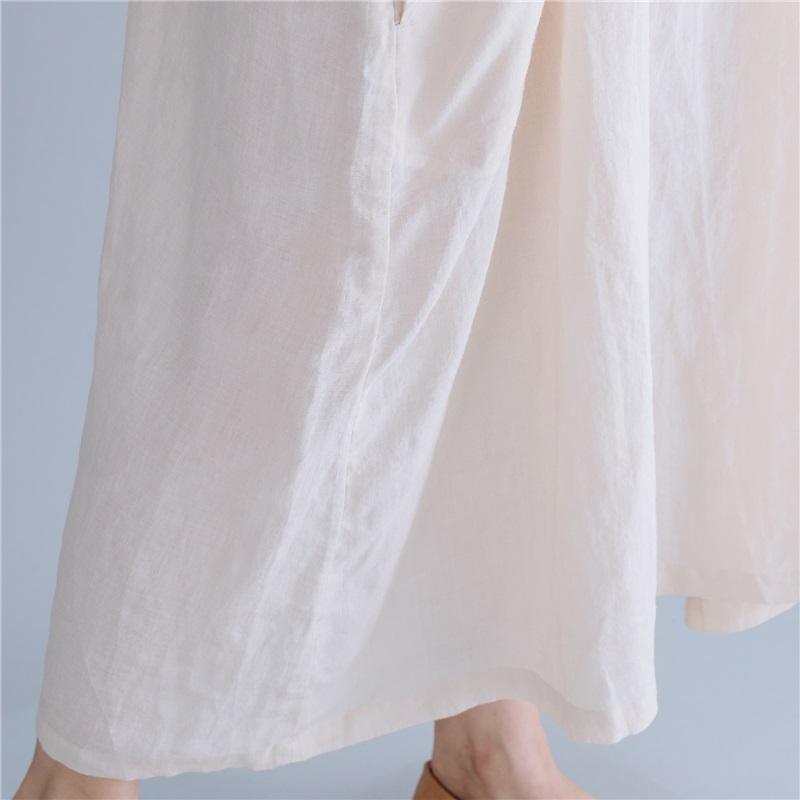 long sleeve cotton linen vintage print plus size women casual loose spring autumn dress