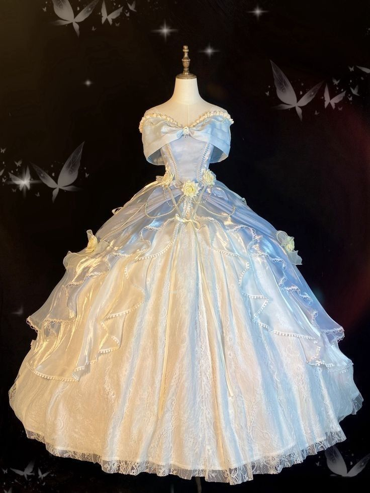 Vintage Off The Shoulder Ball Gown Sweetheart Satin Blue Evening Gown Prom Dress - VelvetHem