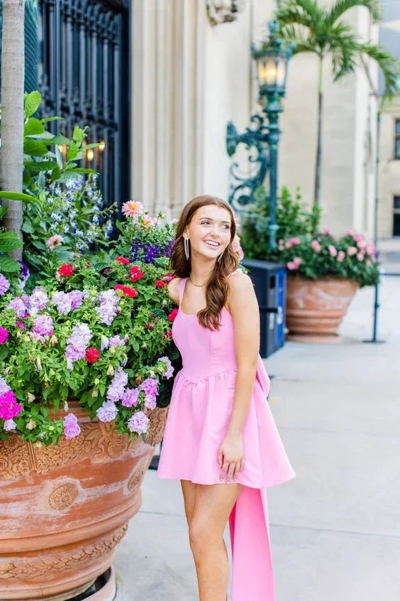 Pink A-line Homecoming Dress Pink Cocktail Dress (ZD11792) - VelvetHem
