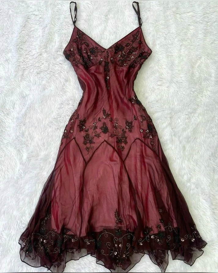 Vintage Straps Beaded A Line Prom Dress Birthday Evening Dress - View 3 | VelvetHem