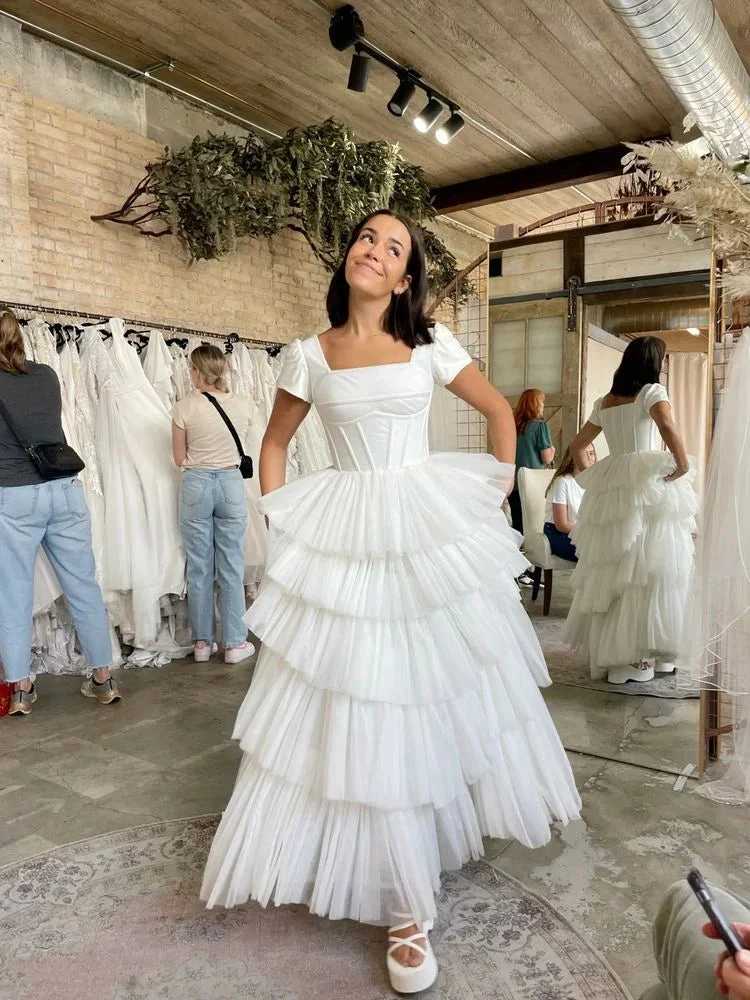 Chic Tiered Tulle Wedding Dress,Vintage Wedding Dress Y4266 by simplepromdress