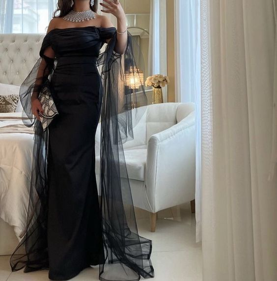 Elegant Black Mermaid Long Evening Dress,Black Dinner Dress - VelvetHem