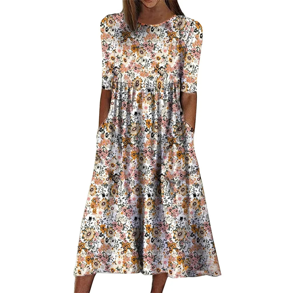 Gudelia Aesthetic Long Dress with Floral Print Boutique Collection