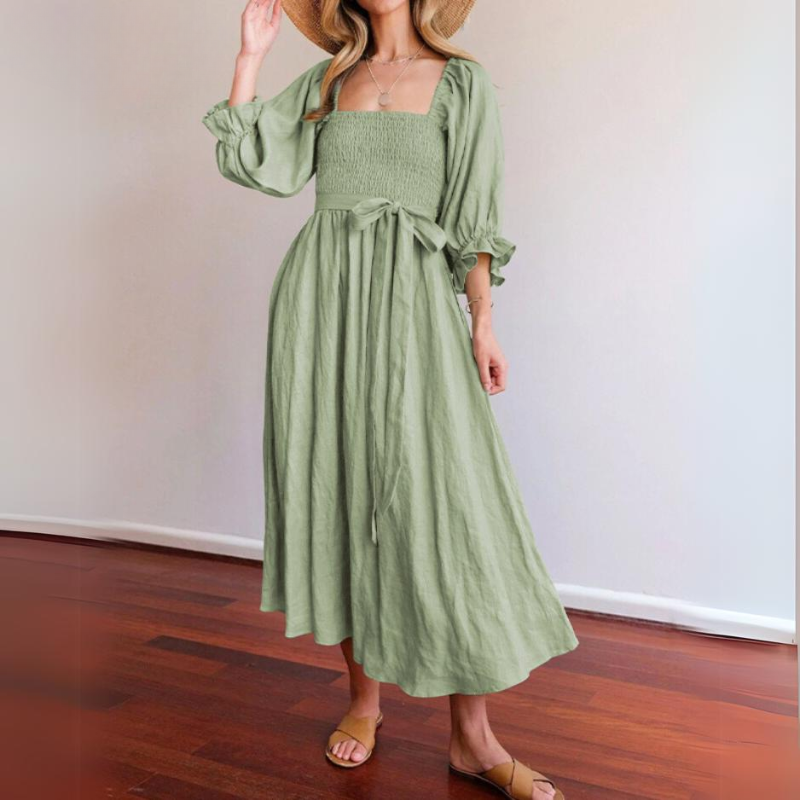 Marina Boutique French Dress with Ruffled Sleeves Designer Edit