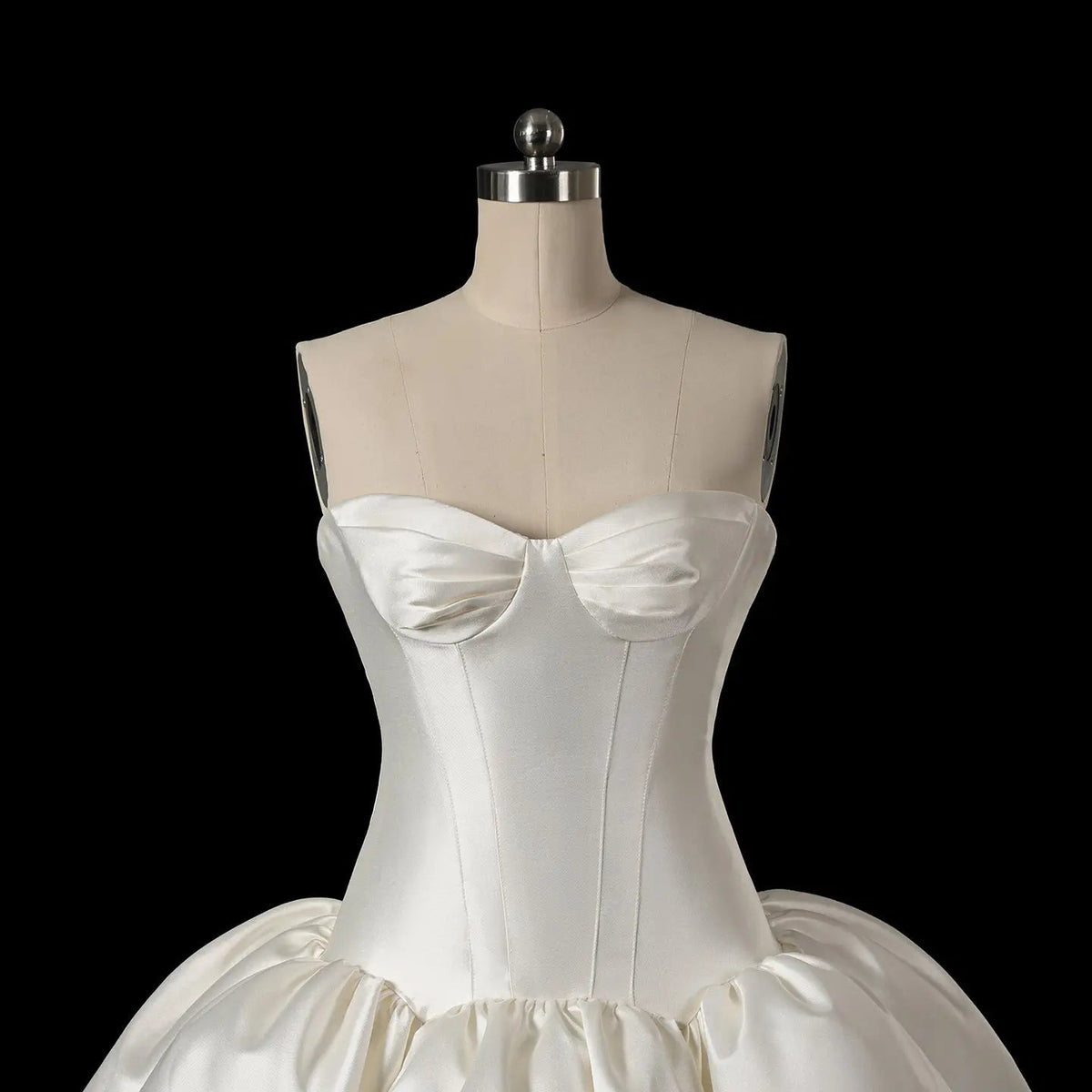 Classic White Satin Strapless Ball Gown Wedding Dress with Veil ZP114