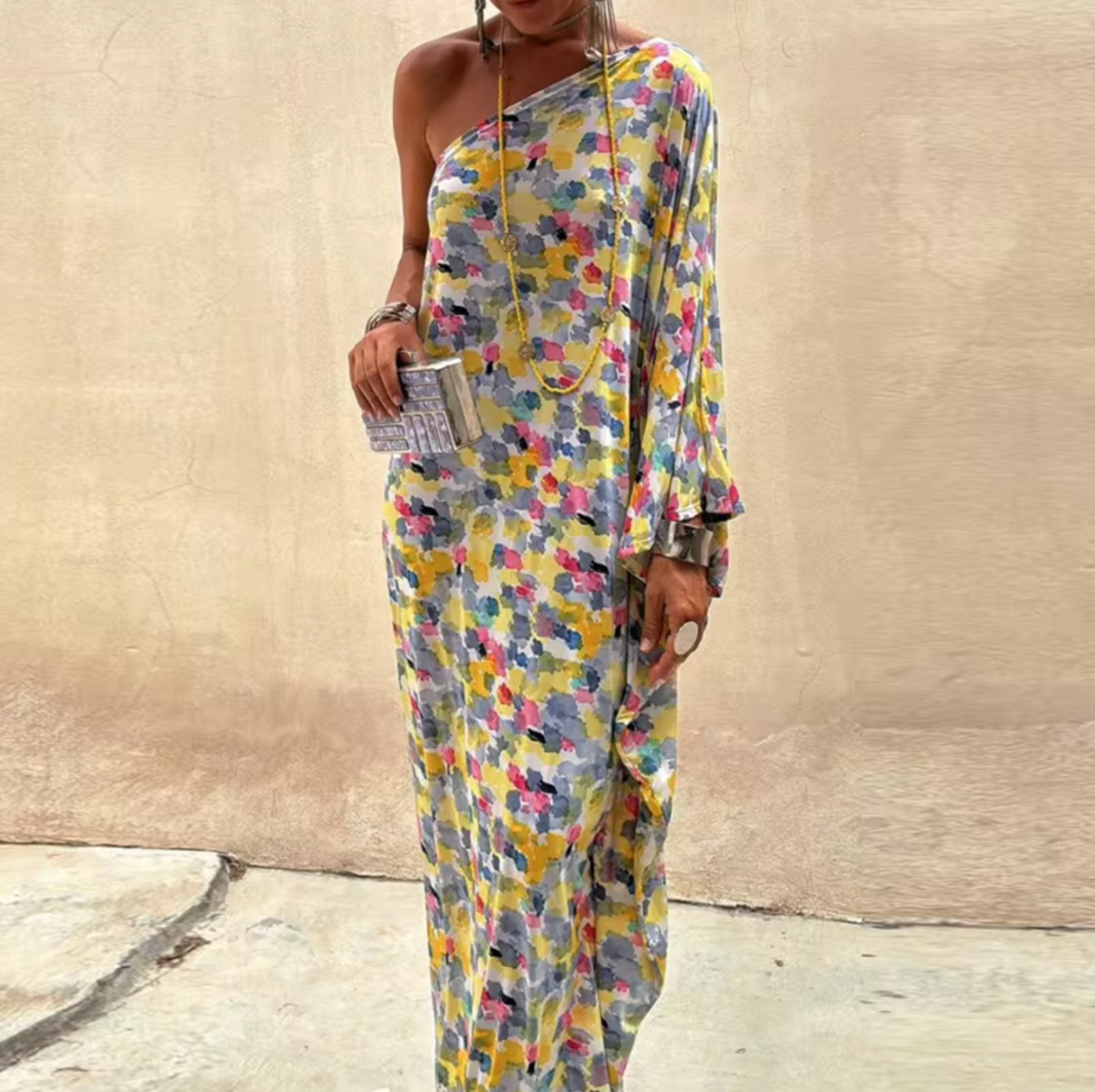 Rosetta Timeless Floral Print One Shoulder Maxi Dress Elevated Occasion Wear