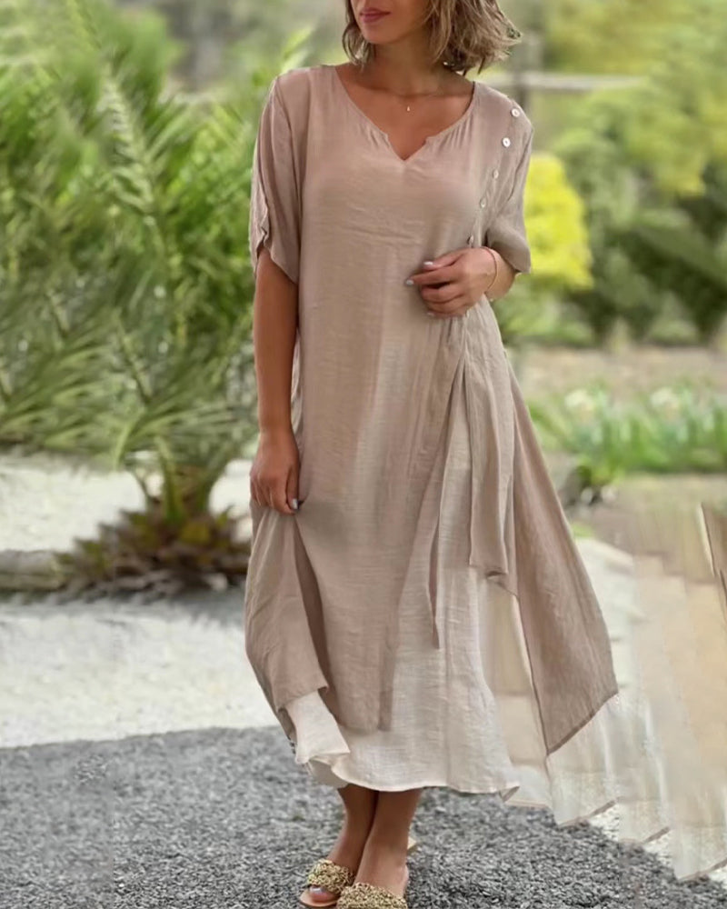Narges Asymmetrical Dress with Short Sleeves for Women Stylish Outfit