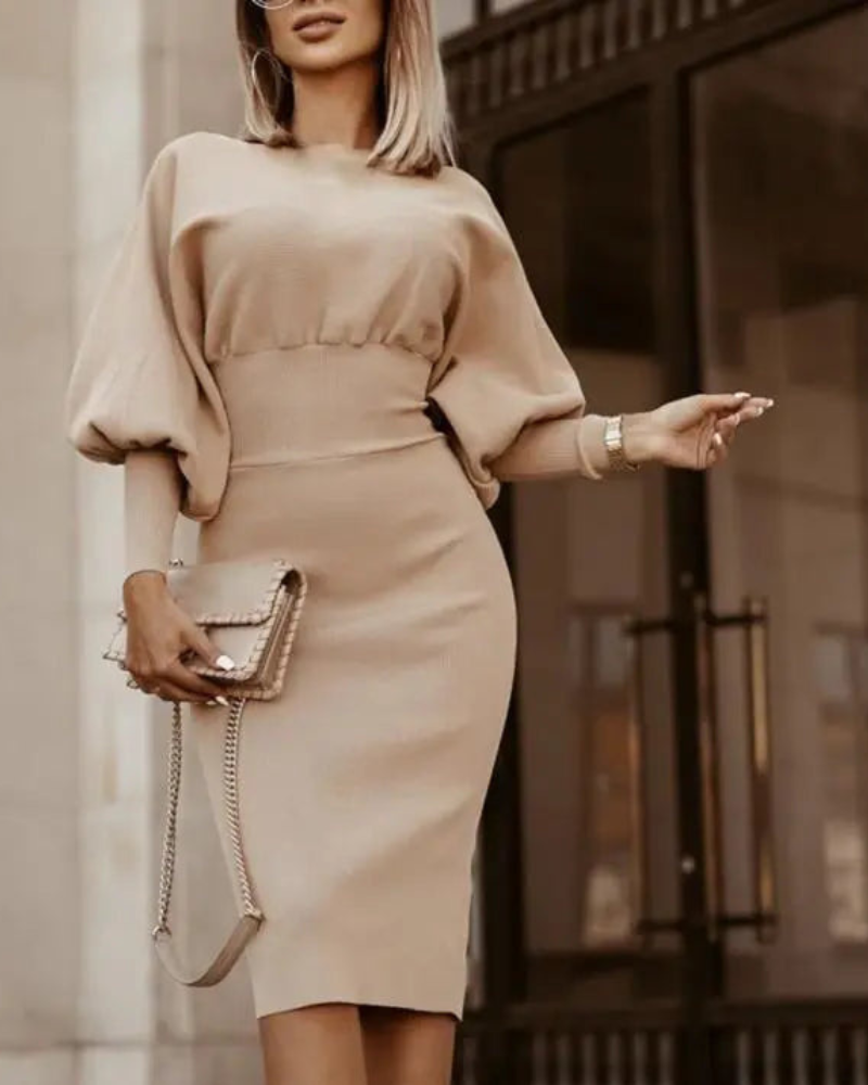 Naomi Luxe Midi Dress with Puff Sleeves Everyday Edit