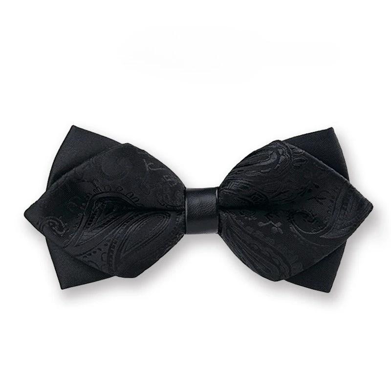 Black Paisley Bow Tie for Weddings and Formal Wear Adjustable (ZD17085) - VelvetHem