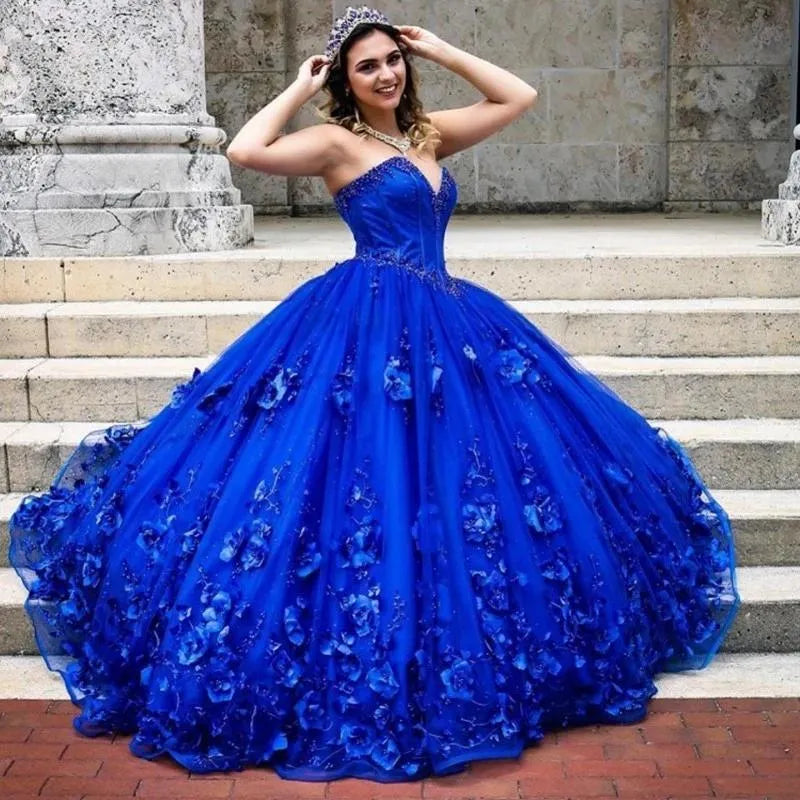 Royal Blue Quinceanera Dress Ball Gown With Appliques Sweet 16 Dress