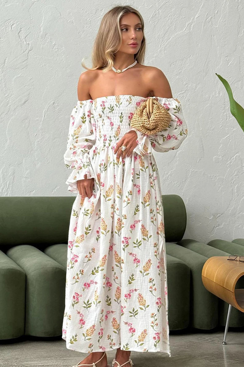 Vintage Ruffle Midi Side Slit Floral Dress - View 9 | VelvetHem