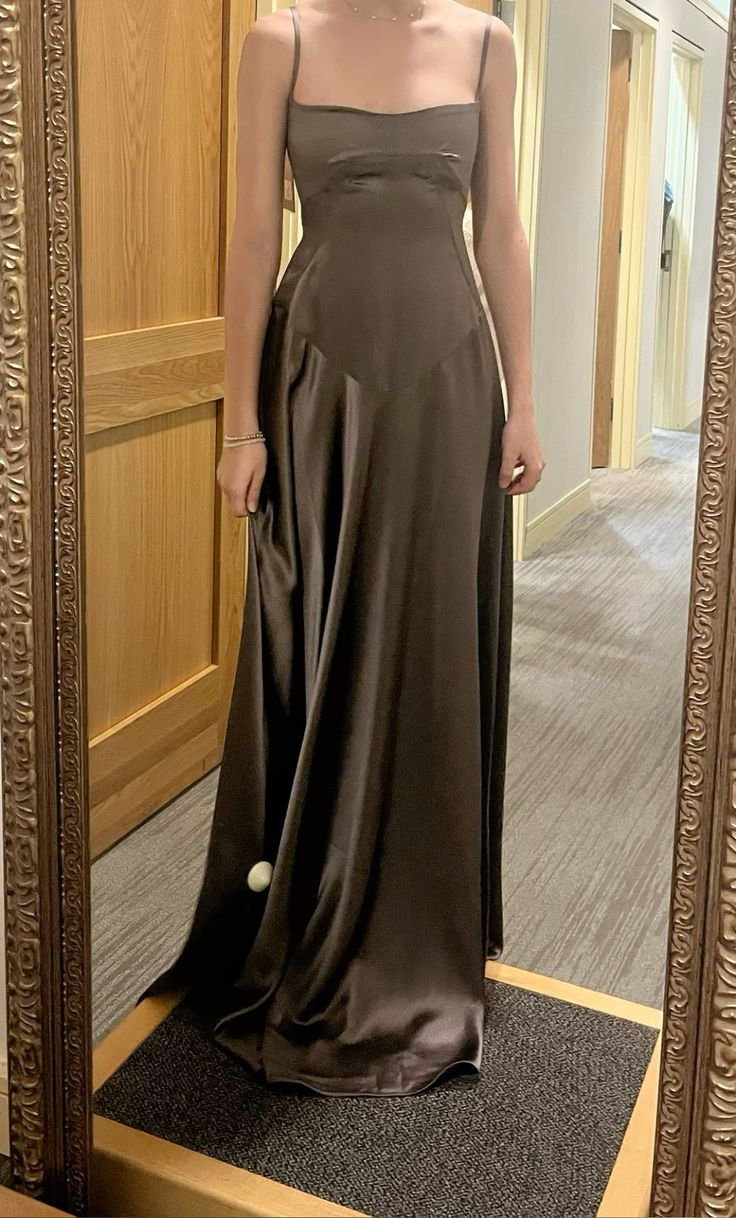 Simple Spaghetti Straps Long A Line Satin Prom Dress New Arrive Party Evening Dress - VelvetHem