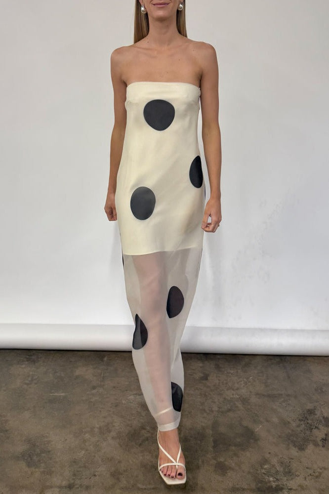 Polka Dot Bodycon Cami Maxi Dress - VelvetHem