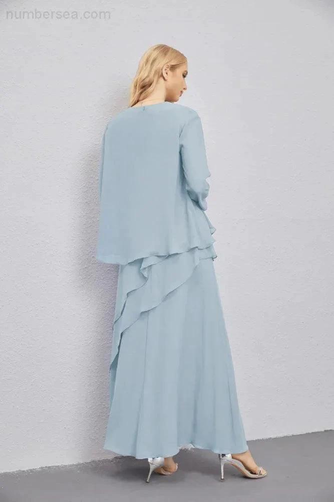 Mother of Bride Dresses with Open Front Lightweight Cardigan Formal Prom Gown 28081 (ZD16990)